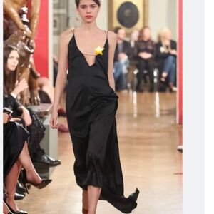 Lake Studio Black Silk Midi Slip Dress Strappy Runway Size Small S
